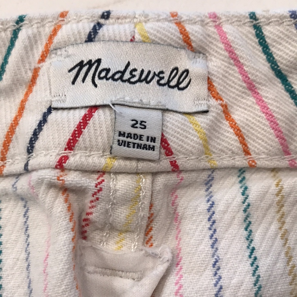 Madewell White Ankle Jeans with Multi-Color Pinstripes - Picture 3 of 8